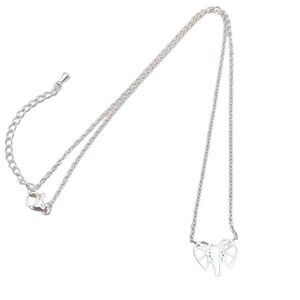 Sterling Silver Plated Origami Elephant Pendant Necklace